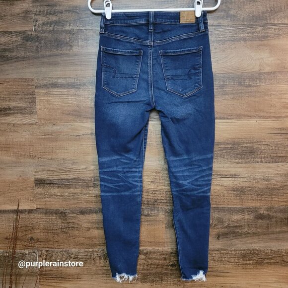 American Eagle Jeans 4 S Super Hi Rise Jegging Next Level Stretch Medium Dark - Picture 2 of 12